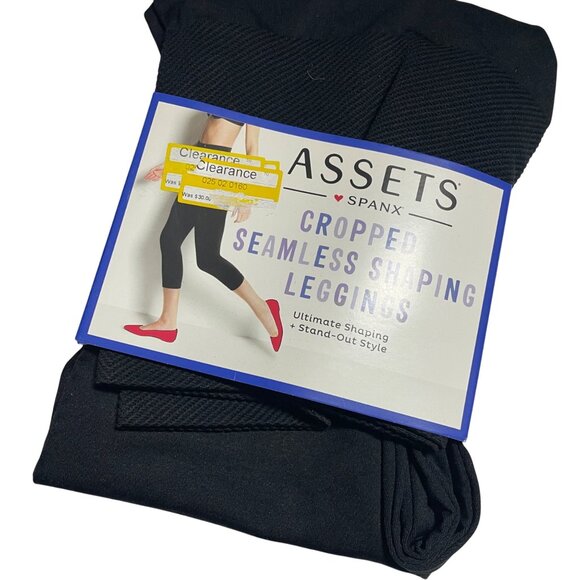 Assets By Spanx Cropped Seamless Shaping Leggings Large Black - Picture 2 of 4